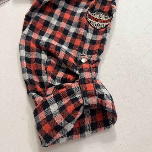 Vintage Harley-Davidson Embroidered Red/Black Plaid Flannel Button Down.Shirt L - Picture 12 of 14